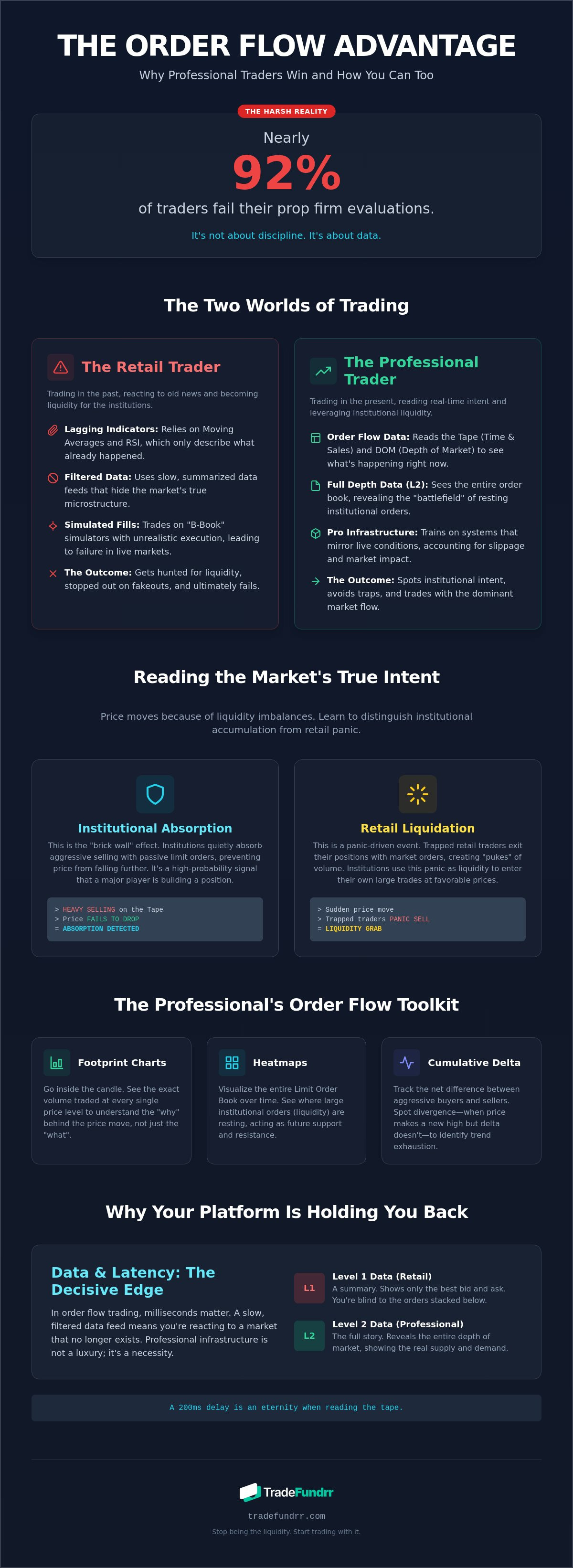 Order flow trading strategies for prop firms infographic