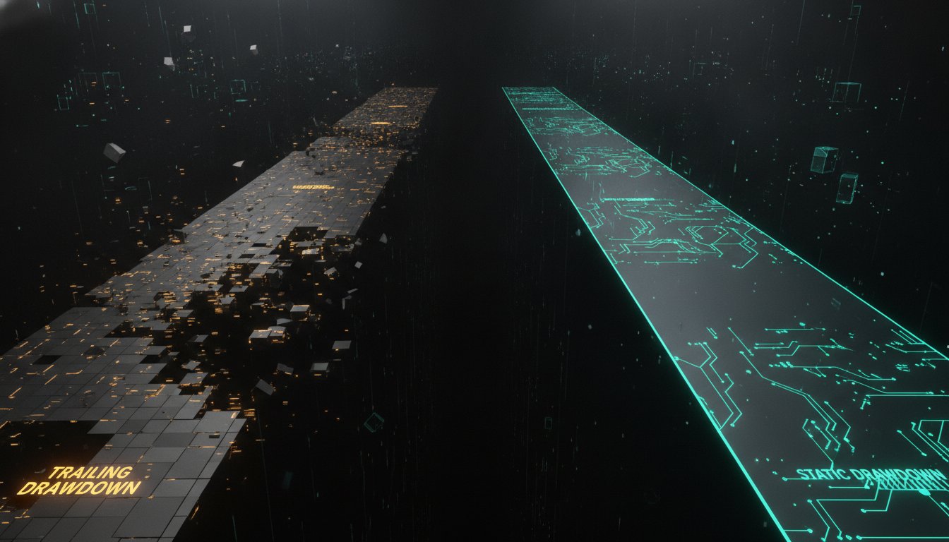 An editorial illustration contrasting a fixed loss floor with a floor that steps upward alongside a rising account balance