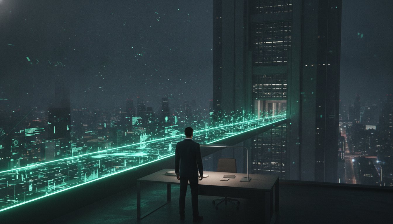 Institutional capital for retail traders: a lone figure before a glowing gateway between retail limits and professional funding