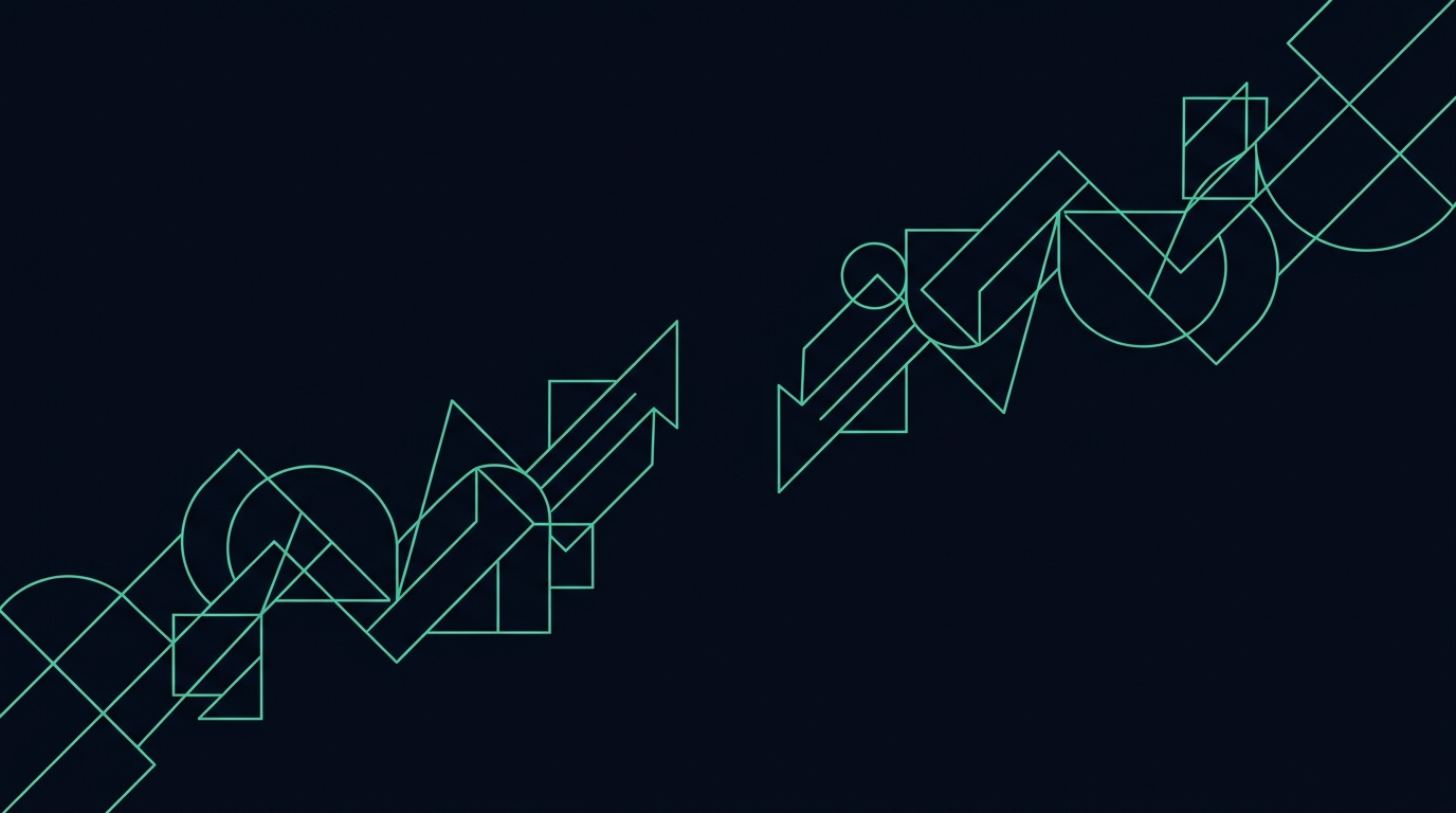 Minimal mint line chart on deep navy with a clear gap between two segments